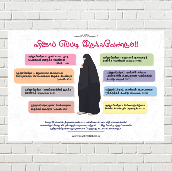 Wall Frame View of Conditions of Hijab Tamil Islamic Poster