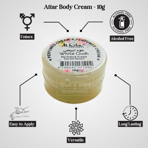 White Oudh Attar Body Cream - 10g