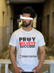 Pray Believe Succeed Round Neck Half Sleeve T-Shirts