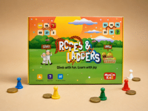 Islamic children's game book featuring rope ladder climb activity to learn Islamic values with fun
