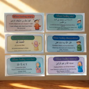 Islamic emotions dua waterproof sticker pack set of 6 for Muslim children learning daily duas
