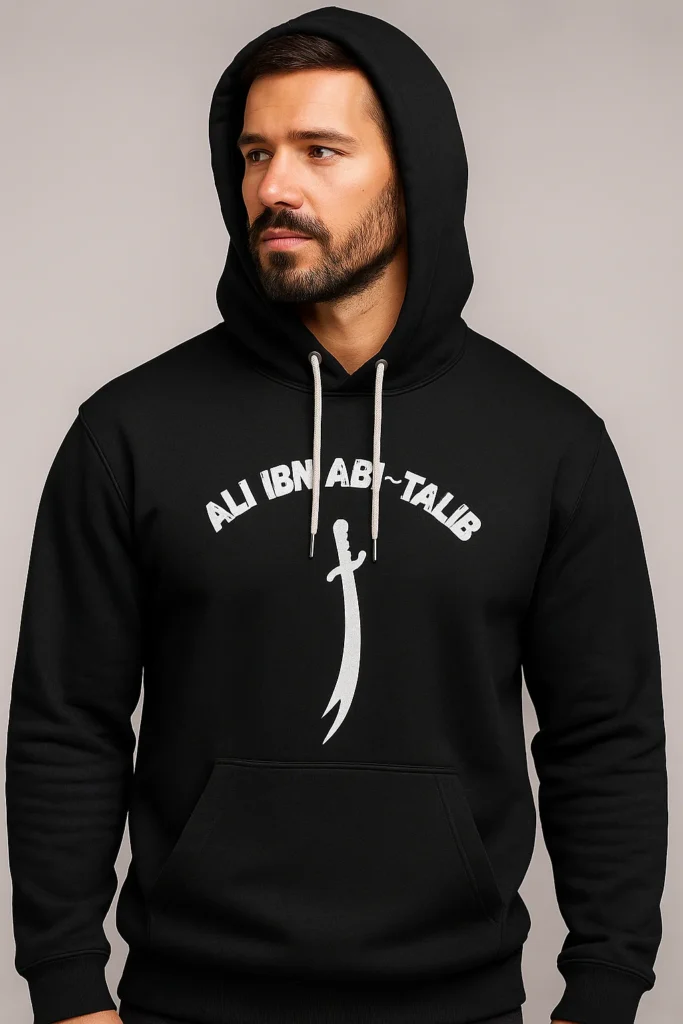 Ali Ibn Abi Talib Islamic hoodie 350 GSM premium heavyweight fabric for Muslim men and youth