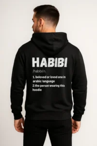Habibi hoodie in 350 GSM premium fabric, warm Islamic-themed sweatshirt for Muslim men and youth