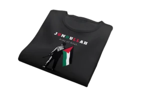Jundullah Islamic t-shirt with Army of Allah text and Palestine flag design for Muslim men