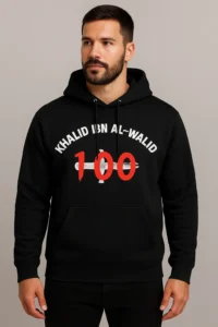 Khalid Ibn Al Walid premium 350 GSM hoodie for Muslim men - Islamic themed heavyweight sweatshirt