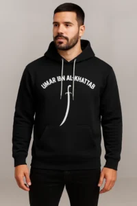 Umar Ibn Al-Khattab Islamic hoodie in 350 GSM premium heavyweight fabric for Muslim men